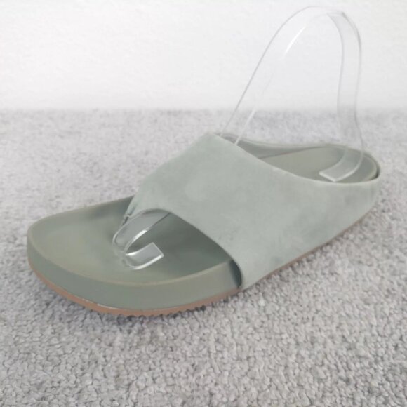 Caslon Sandals Womens Size 7.5 Shoes Thong Sandal Sage Green Slip On Leather - Picture 5 of 12